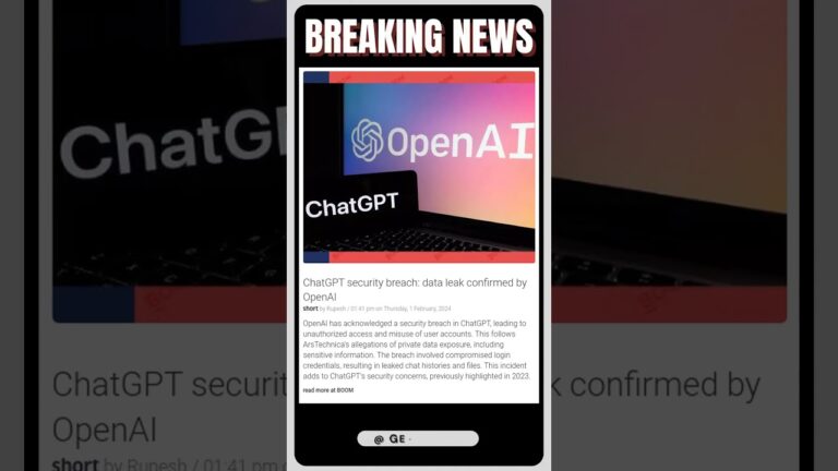 ChatGPT security breach: data leak confirmed by OpenAI | #shorts #news