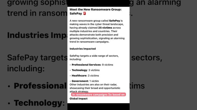 New Ransomware Group:SafePay. Added 25 companies to their data leak site. #ransomware