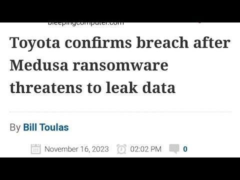 Toyota confirms breach after Medusa ransomware threatens to leak data