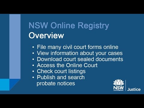 NSW Online Registry Overview
