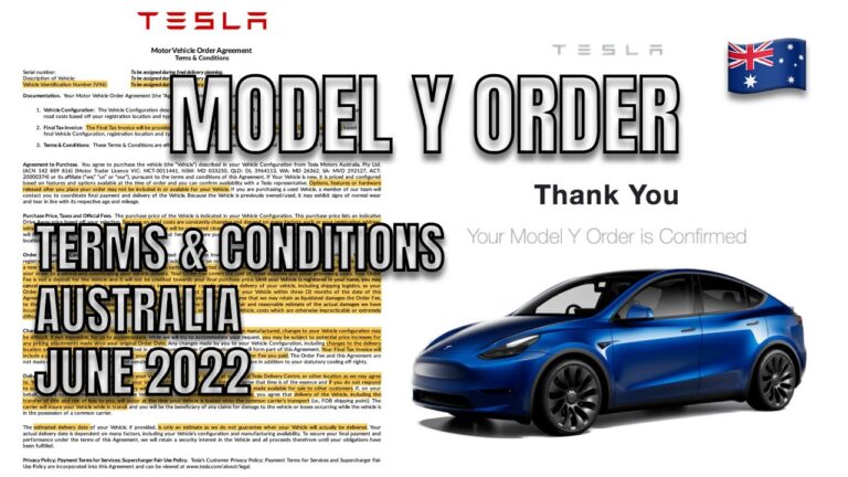 MODEL Y AUSTRALIA ORDER TERMS AND CONDITIONS JUN 2022 UPDATE Tesla Tom