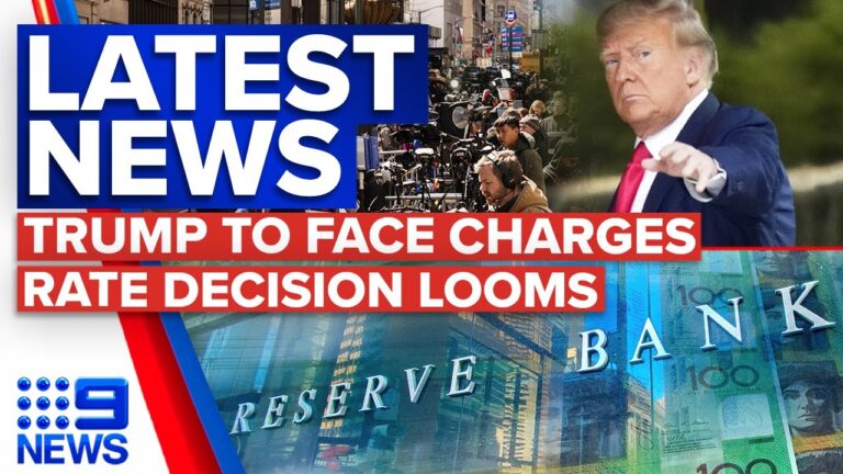 Trump lands in NYC ahead of arraignment, RBA to hand down rate decision today | 9 News Australia