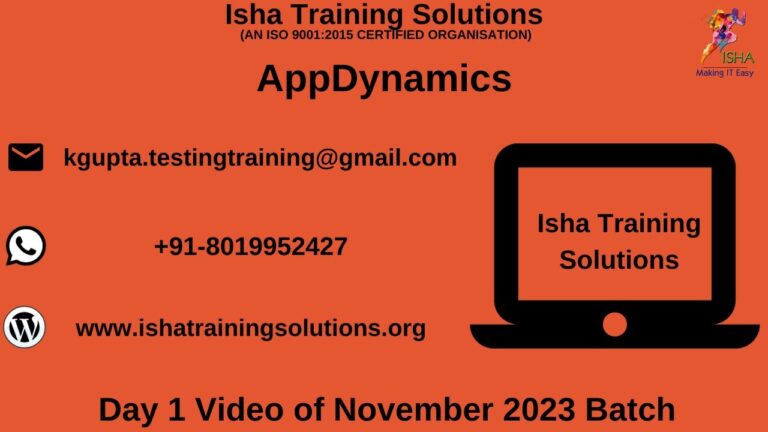 AppDynamics Day 1 Video On 30th November 2023. Pls contact / WhatsApp us on +91-8019952427 to enroll