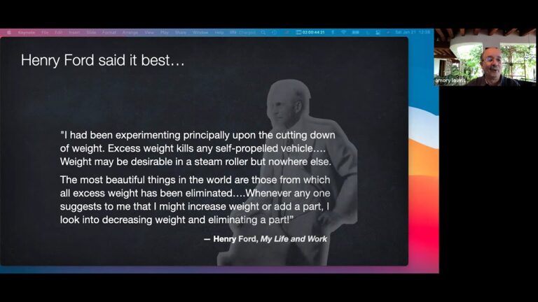 Mobility Part 1: Light Duty Vehicle Efficiency | Amory Lovins | Extreme Energy Efficiency