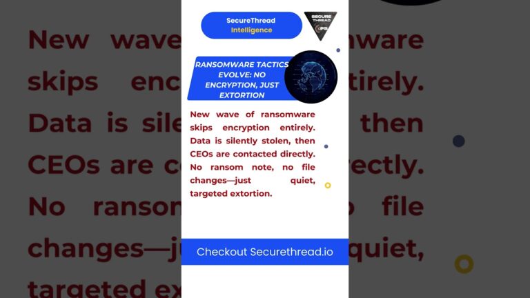 Ransomware Shift: No Encryption, Just Data Theft & CEO Extortion | SecureThread Shorts