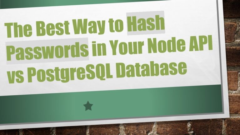 The Best Way to Hash Passwords in Your Node API vs PostgreSQL Database