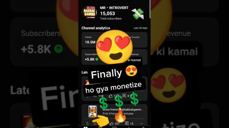 Ho gya monetize 😍@bakbakgamingyt #shortsfeed #shorts #trending #monetize #ytshorts #viralshorts
