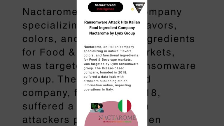 Ransomware Attack Hits Italian Food Ingredient Company Nactarome by Lynx Group